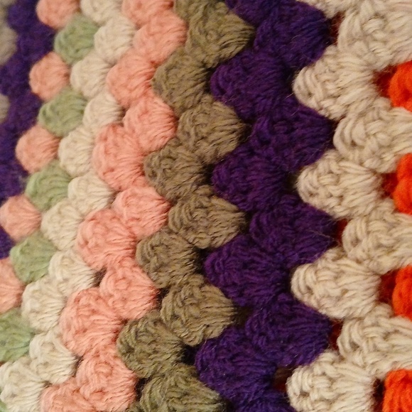 Crochet Afghan Blanket Retro Granny Square Bright Colors Knit Handmade - Picture 11 of 11